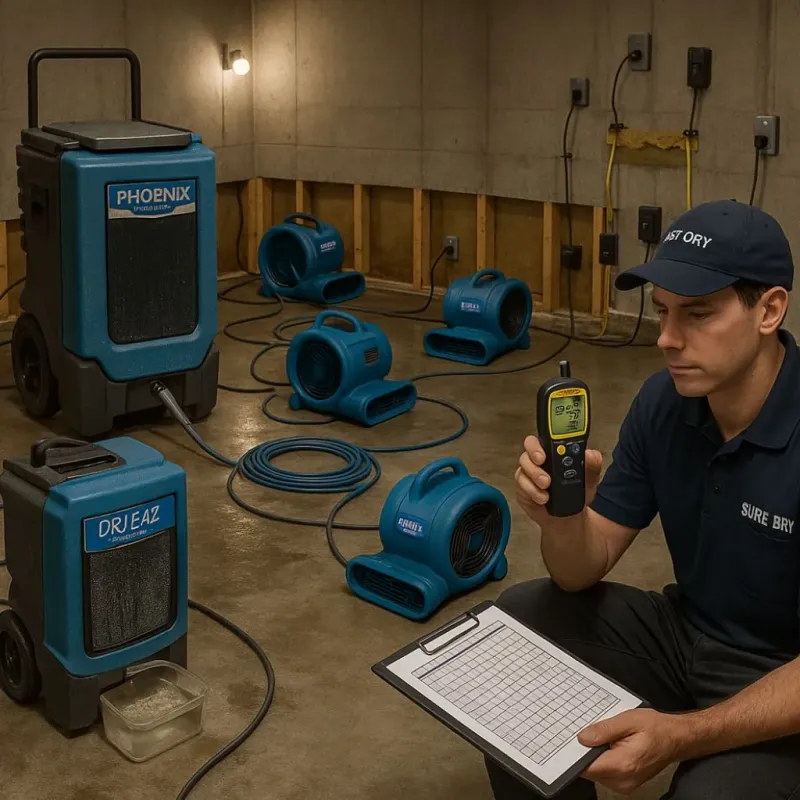 Structural Drying and Dehumidification process in Oxford, KS